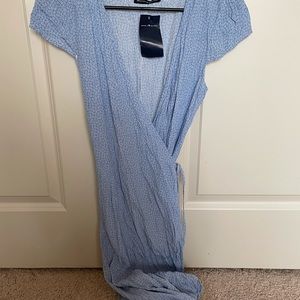 Brand Melville blue and floral midi/wrap dress